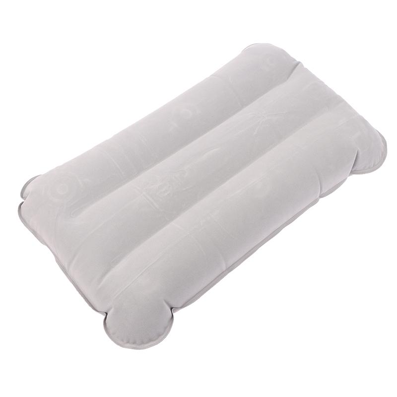 Portable Inflatable Flocking Pvc Pillow Camping Sleeping Air Pillow For Travel Outdoor Hiking Flight Foldable Head Rest Pillow
