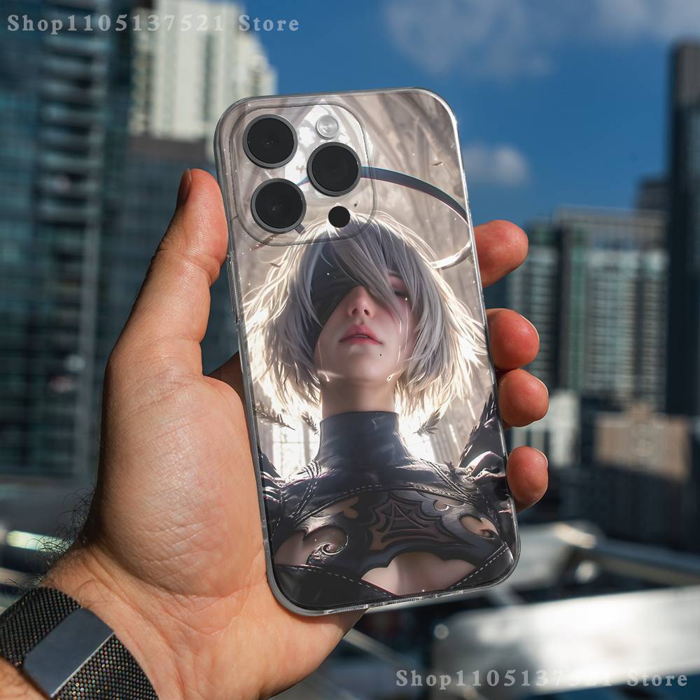 Y-YoRHa No 2 Type B Phone Case For iPhone 16,15,17,12,13,14,11 Max,Pro,Plus,X,XS,XR,SE4,E Mini Transparent Cover