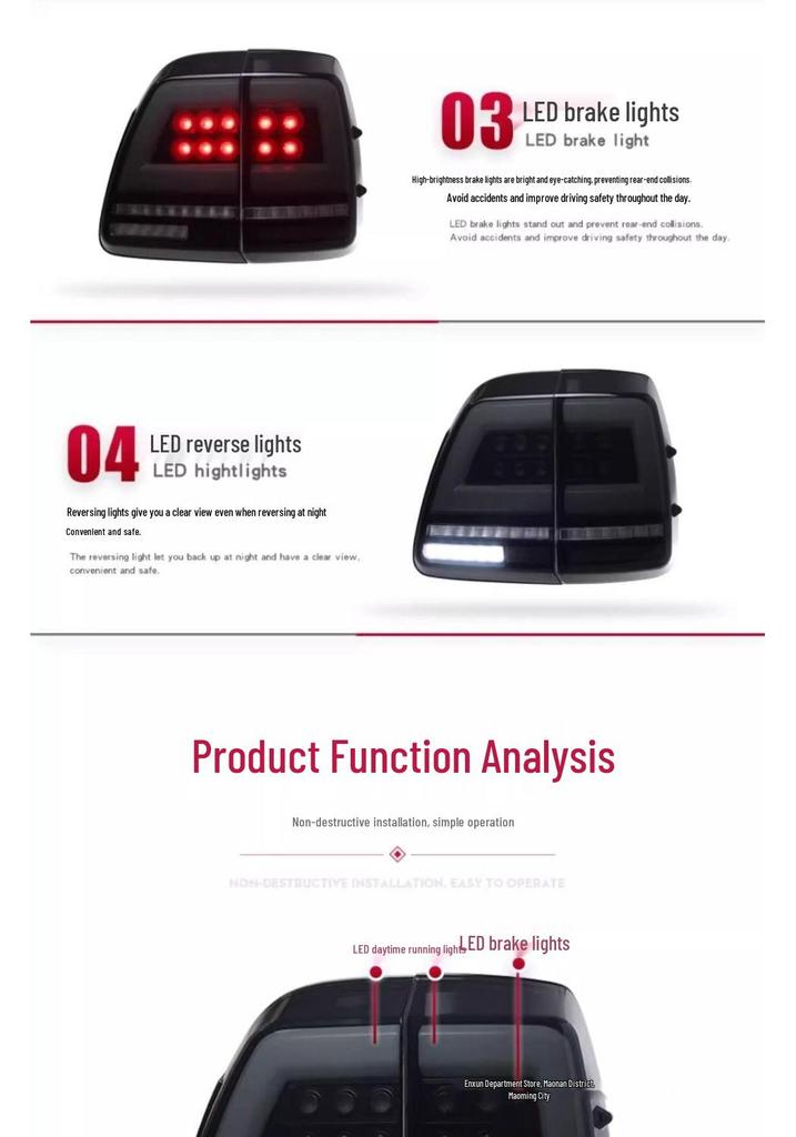 Compatible LED Daytime Running Lights & Sequential Turn Signals for 1998-2007 Land Cruiser LC100 Tail Light Assembly Modification.