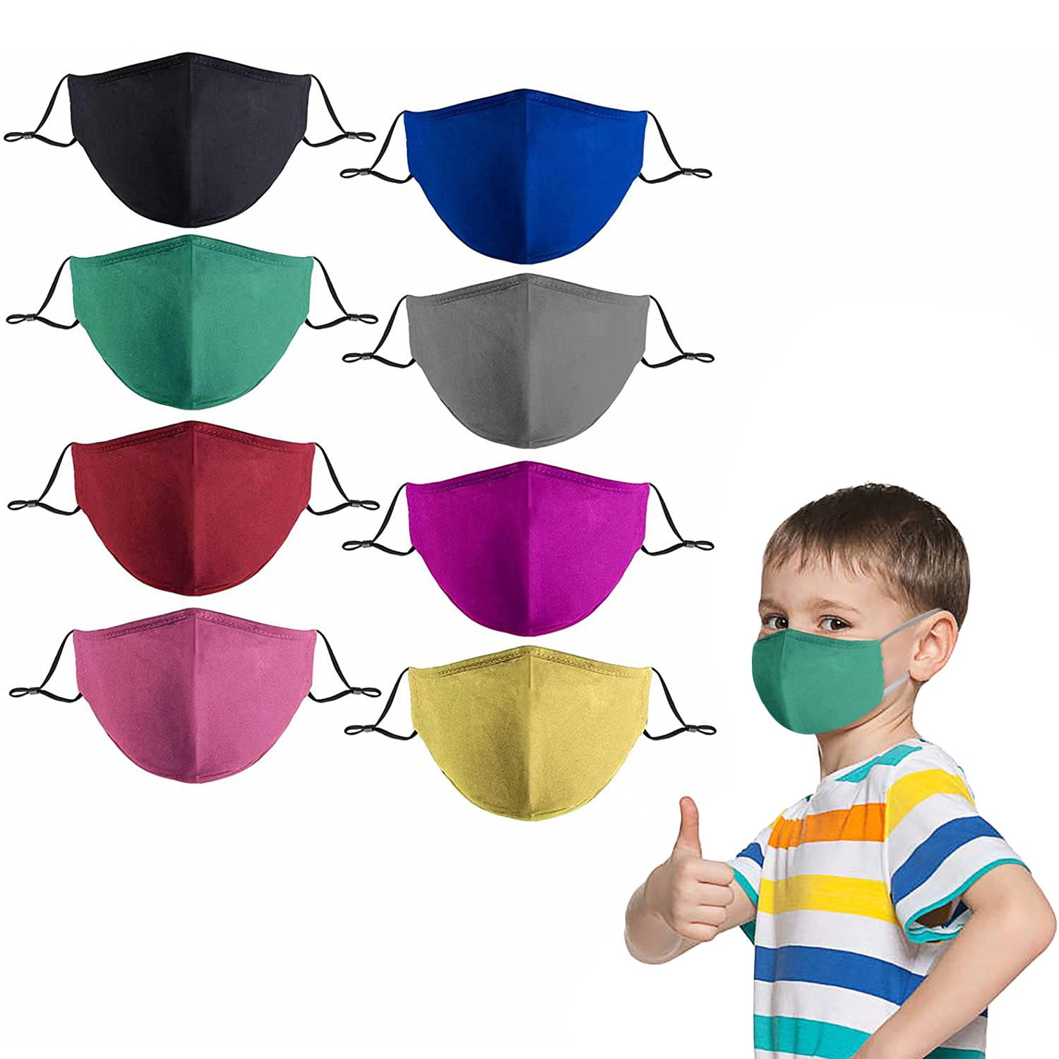 

Детская тканевая маска для лица многоразовая моющаяся милая детская маска для лица регулируемая трехслойная маска для лица для девочек и мальчиков упаковка из 8 штук