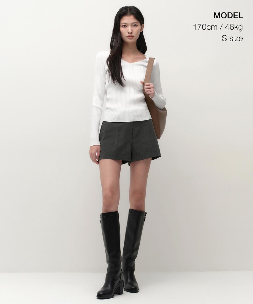 MUSINSA STANDARD WOMAN Women'S Wide Ribbed Slim V-Neck Knit [Ivory]