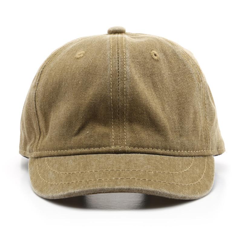 Short-brimmed Baseball Hat Men's Solid Color Washed Old Retro Versatile Street Trend Soft Top Cap Stylish Retro-inspired Cap