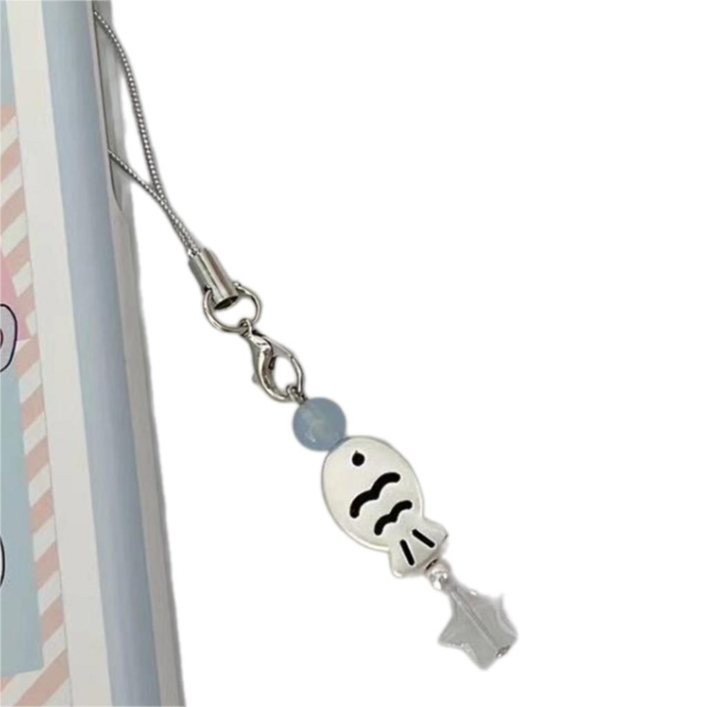 Stylish Fish Phone Chain Ornament Snapper Star Beaded Cellphone Pendant Phone Lanyard Bag Charm for Fashion Individuals