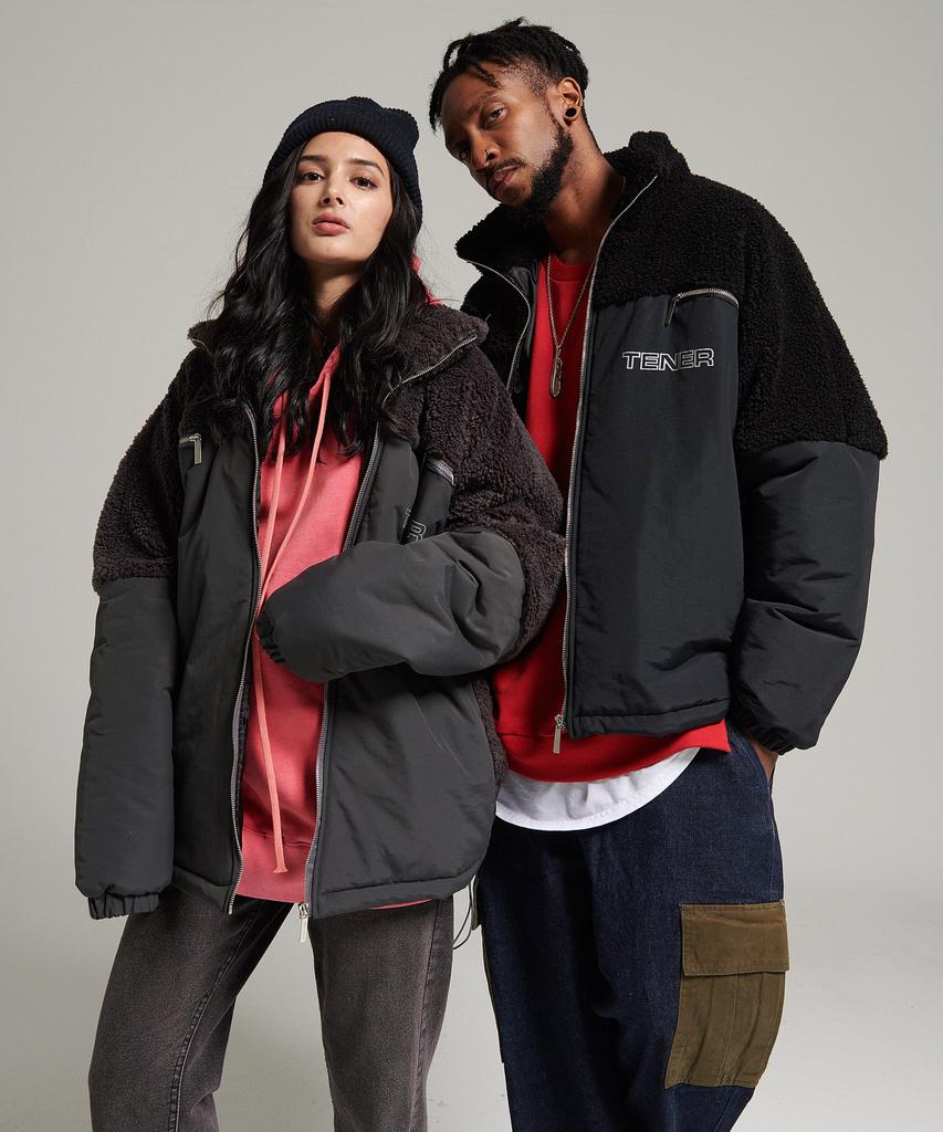 Tener Unisex Sherpa Cut Padded Jacket Black