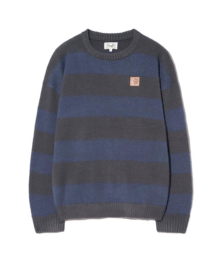 PHYSICAL DEPARTMENT Apple Label Striped Knit_Charcoal
