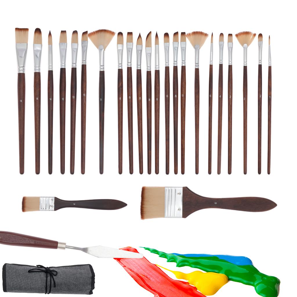 25Pcs Artist Paint Brushes Set Professional Artist Paintbrushes Acrylic Oil Watercolor Acrylic Painting for Artists Beginners