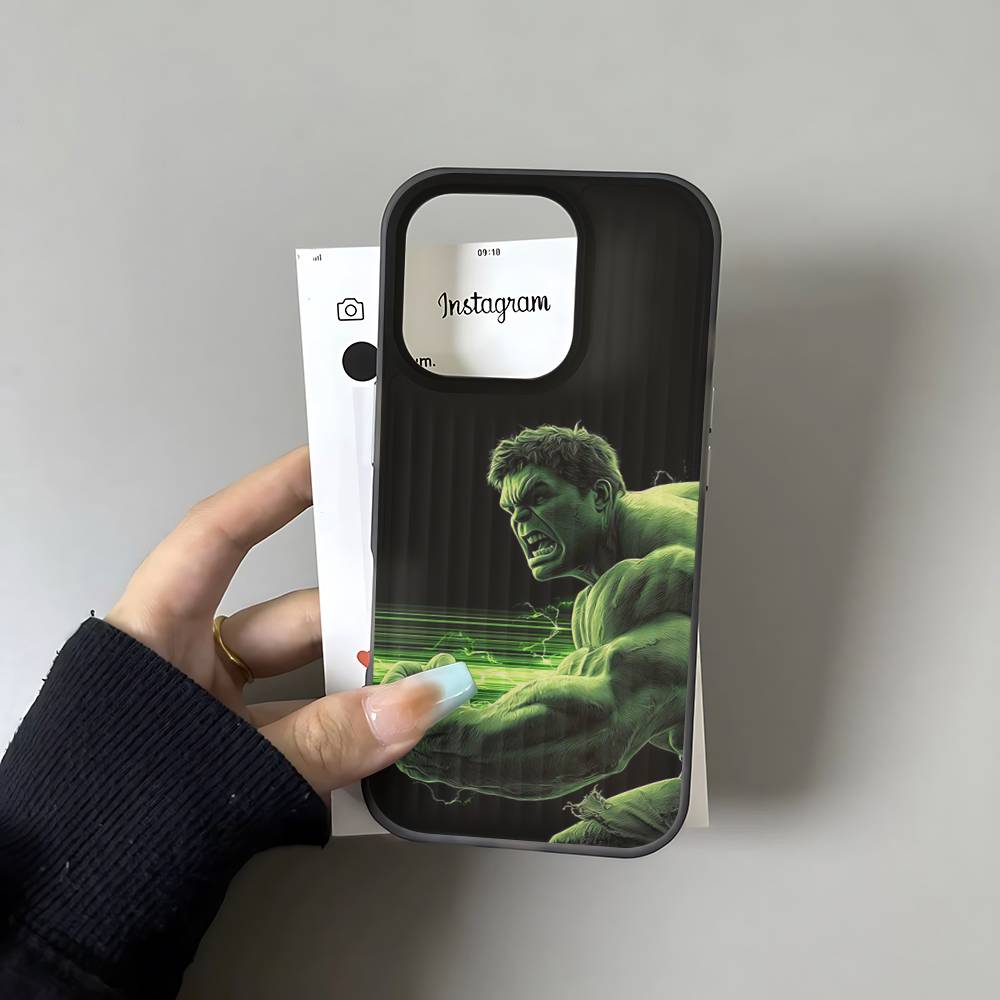 Superhero H-Hulk For Phone 17 16 15 14 13 12 11 Pro Max Plus Pro Air Phone Case Corrugated Stripe Back Cover