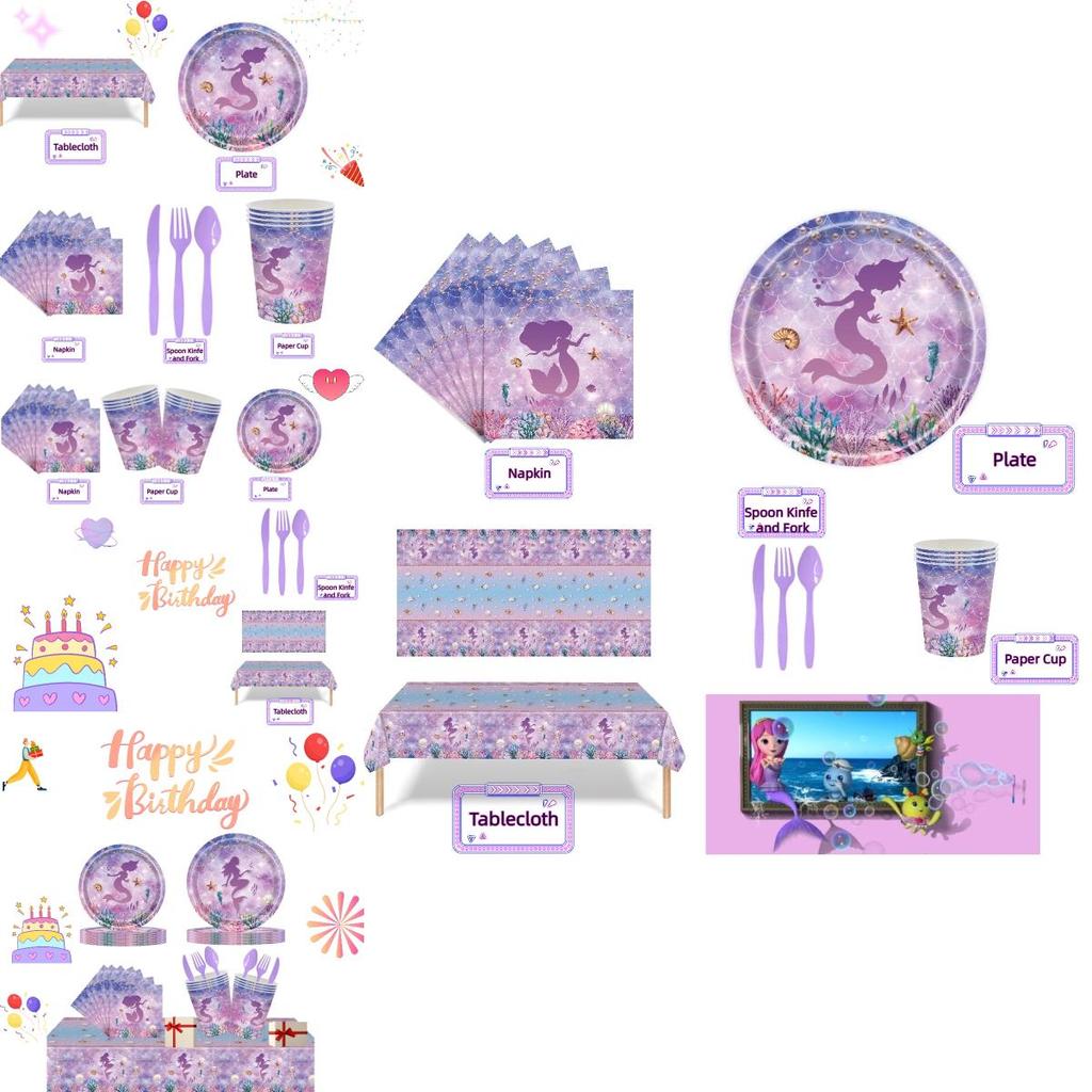 Bezauberndes Meerjungfrauen-Themenparty Pappteller-Set für Kindergeburtstag