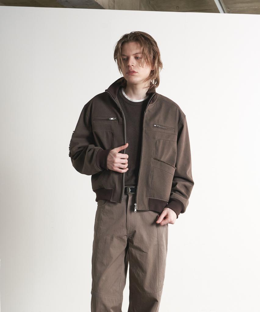 Sperone High-Neck Vintage Cotton Blouson (Brown)