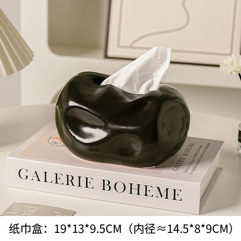 Ceramic Cream Style Decorative Aesthetic Modern MinimalistforLiving Room Home Office Desktop Tissue Holder Napkin Dispenser Home