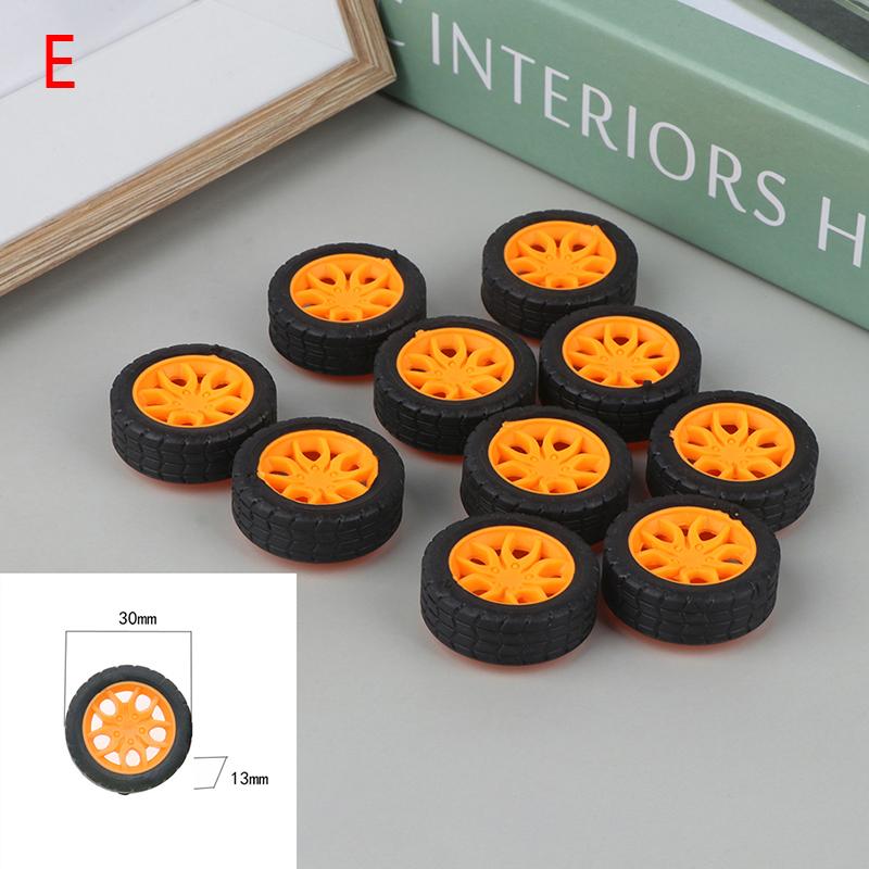 10Pcs Diy Racing Vehicle Toys 1:64 Car Wheels For Rubber Tire With Wheel Axle Model Modified Part Dia 2Mm 2.5Mm 3Mm