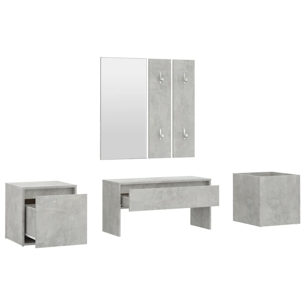 Hallway Furniture Set Concrete Grey Engineered Wood