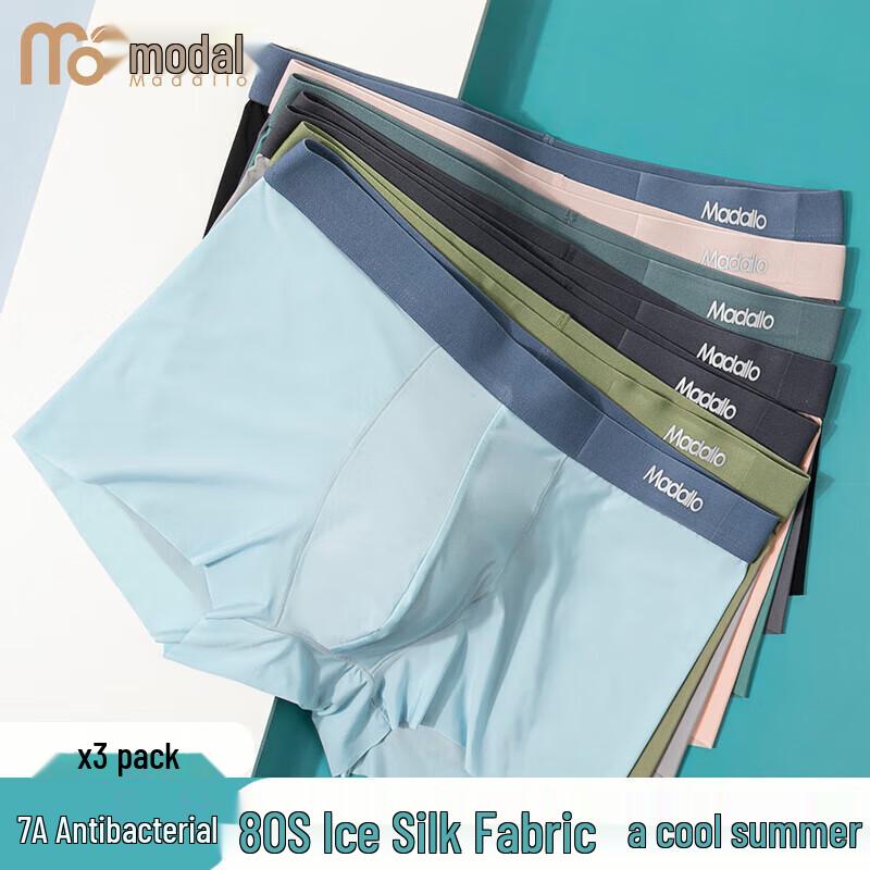 

Мужские дышащие боксеры-брифы из ледяного шелка, 3 шт. 4XL (80-90KG)