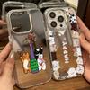 Trendy Cartoon Makeup Mirror Phone Case For IPhone 17 16 15 14 13 12 11 Pro Max 16E 17E Plus Bumper Shockproof Hard Cover Cases