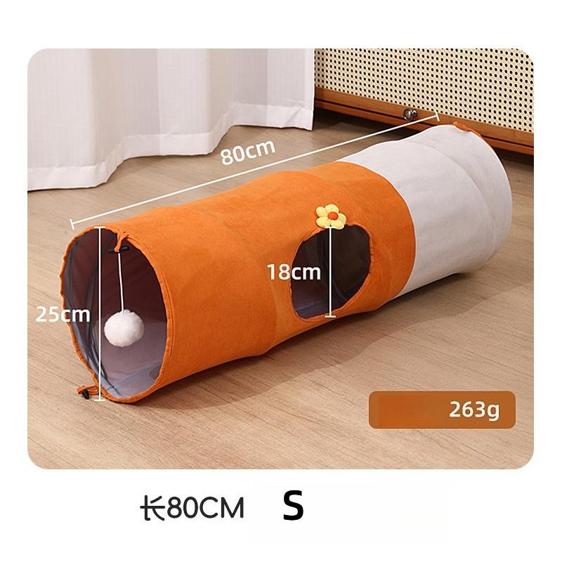 Foldable Cat Tunnel Cat Nest Integrated Cat Straight Tunnel Self-hi To Relieve Boredom Cat Toy