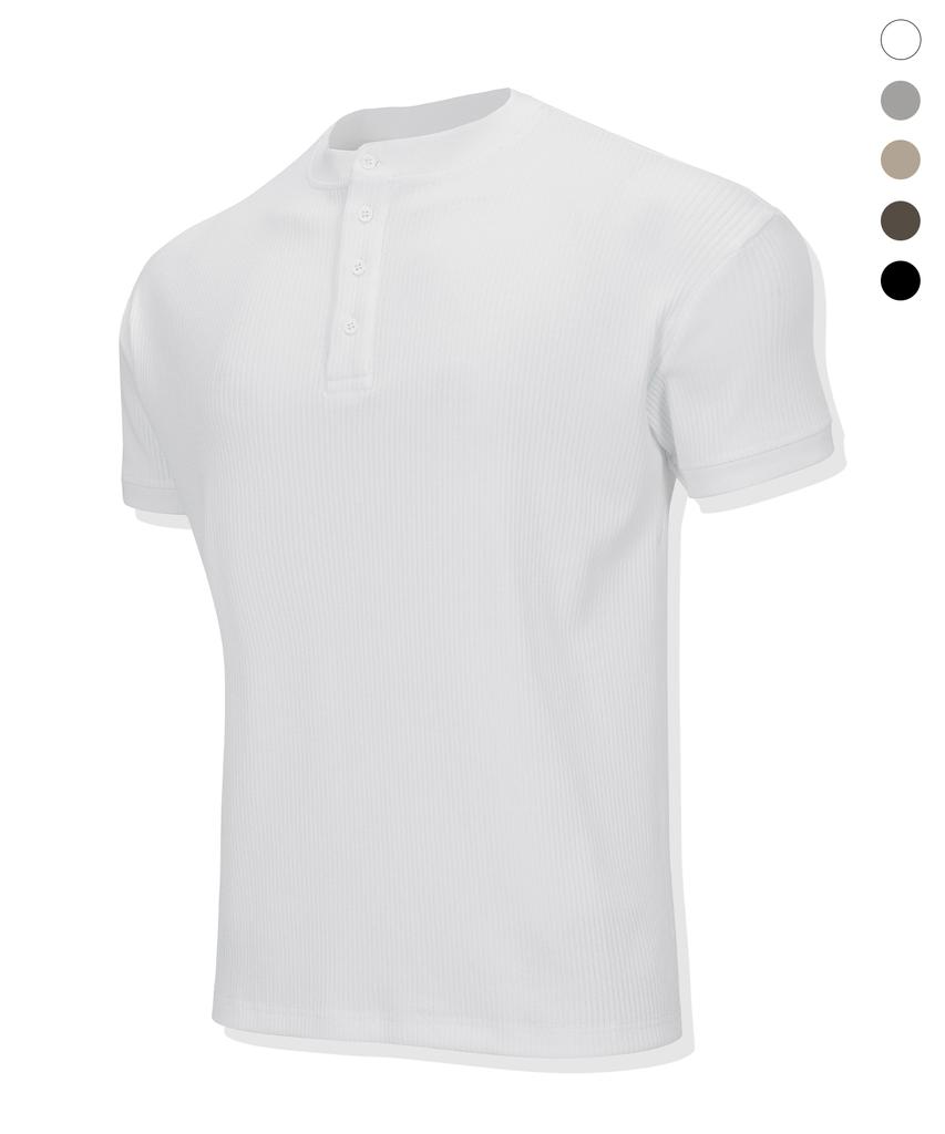 DRIX Ribbed Muscle Fit Henley Neck Half Sleeve_5 Colors