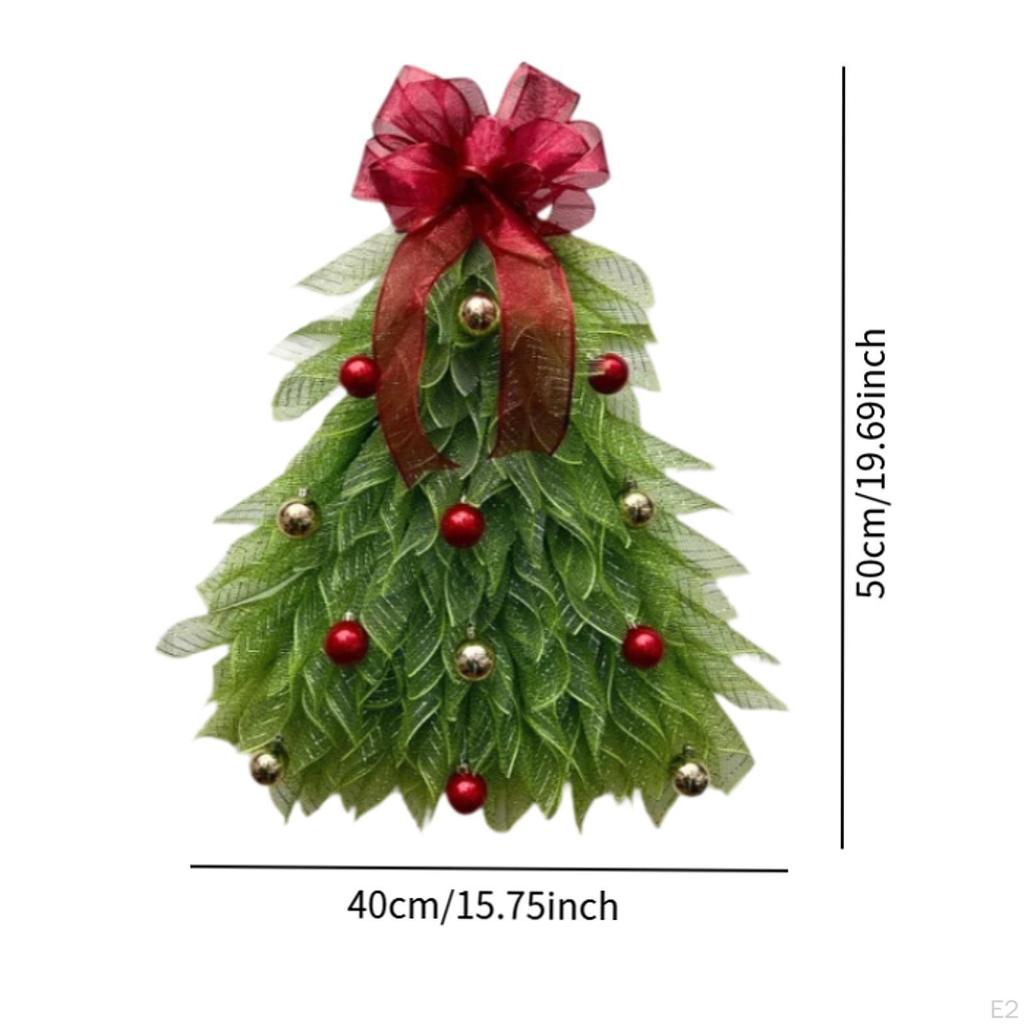 Christmas Tree Wreath with Lights, Artificial Wreath, Xmas Hanging Decoration for