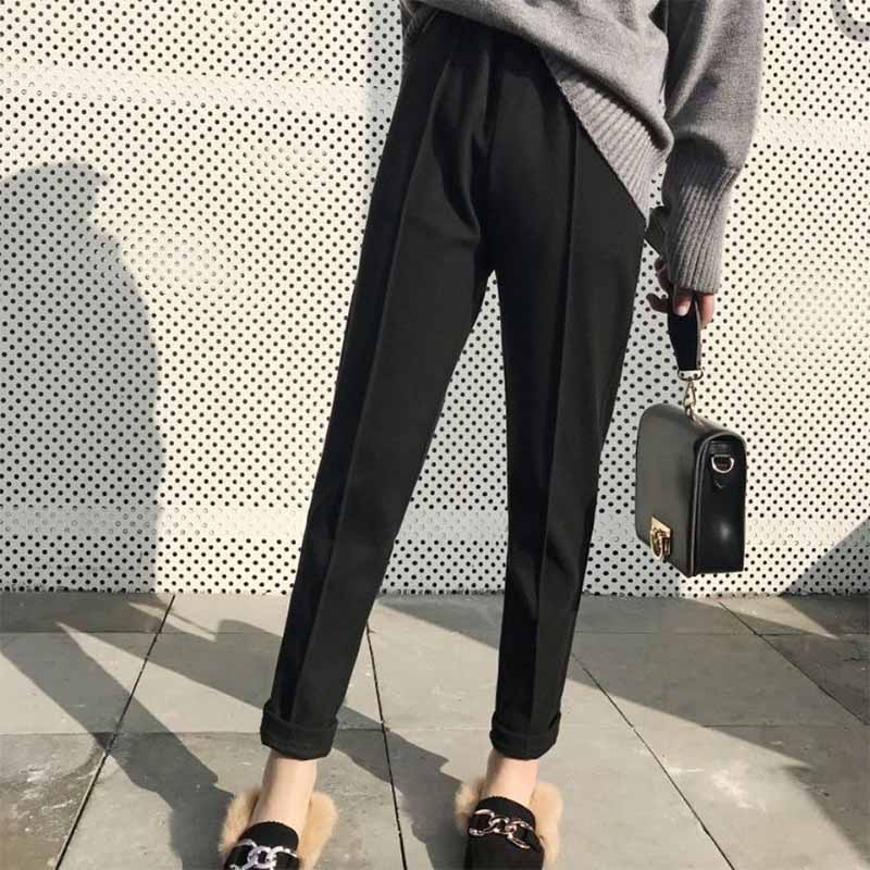 

Утепленные женские брюки-карандаш, весенне-зимние брюки, женский рабочий костюм, свободные женские брюки-капри M чёрный