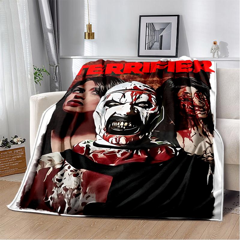 3D Terrifier 3 Horror Clown Movie Cartoon Soft Blankets,Throw Blanket Comfortable Blanket for Picnic Beds Sofa Home Kids Gifts