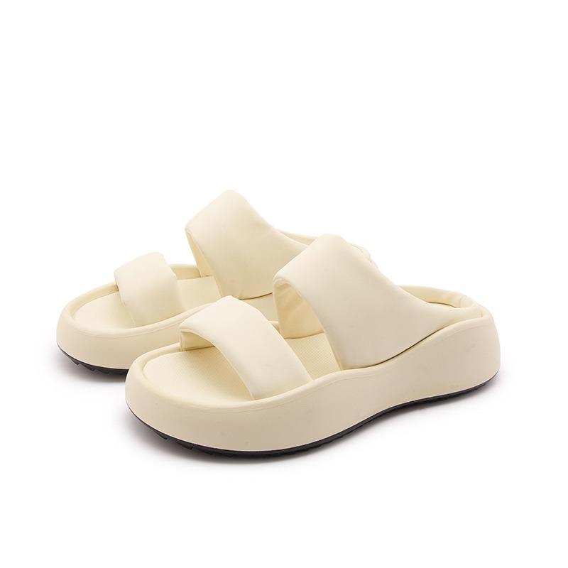 Slippers Women's Summer Outer Wear New Versatile Bread Shoes One-word Thick-soled Double-belt Sandals Women's