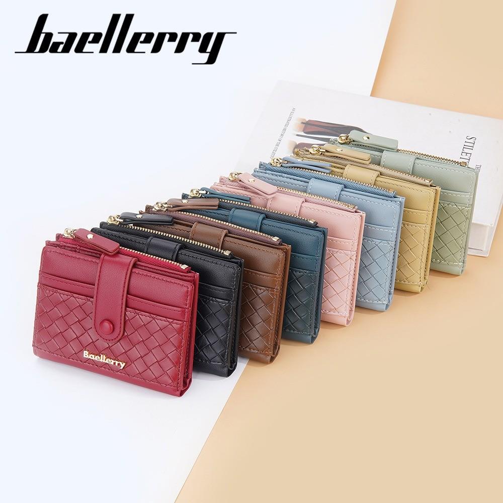 Pu Leather Womens Wallet With Woven Pattern And Zipper Closure For Daily Use