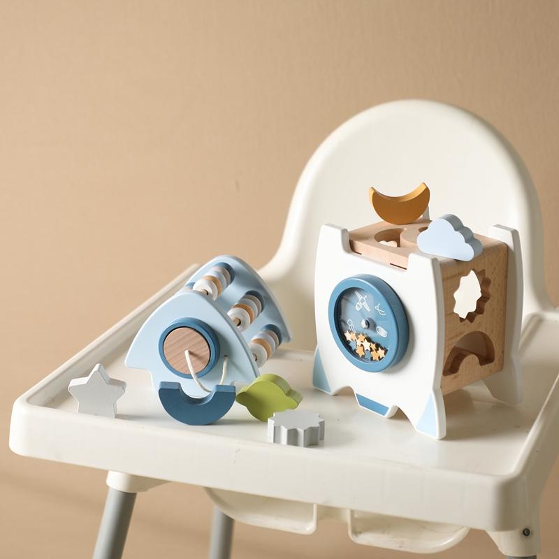 Montessori Holzspielzeug Blöcke Raketen Holzpuzzle Entwickelt die Hand-Auge-Koordination von Kindern Pädagogisches Lernspielzeug für Baby Spiel