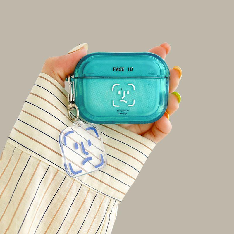 

Generation Blue 3 Generation Silicone Pro Unique Creative Simple Second Generation Set 4 Generation Drop-Resistant New Arrival Niche Style Soft Case 1 Apple Airpods 3 Face identification + same pendant