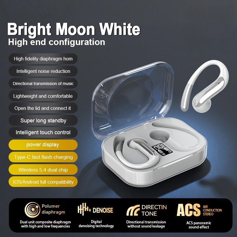 Open Ear Hook Earbuds Bluetooth 5.4 Earphones LED Display ACS Directional Sound Noise Reduction Sports Wireless Headphones 