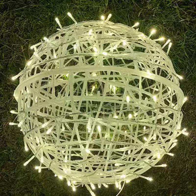 LED Rattan Ball Outdoor String Lights