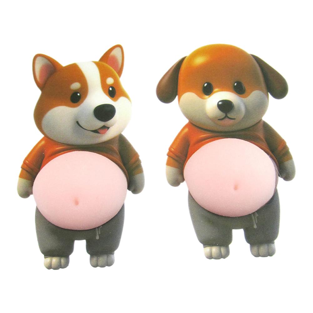 3D Shiba Inu Dog Belly Sticker - Cute Puppy Wearing Orange Outfit With Soft Pink Background Silicone Self-Adhesive