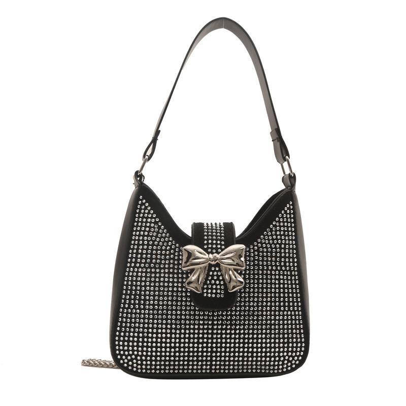 2024 New Fashion Korean Style Casual Bag With Water Drill Butterfly Bow Street Trend Shoulder Bag For Women