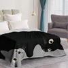 Design of Black and Grey Cats Flannel Printed Blanket Suitable for All Seasons Suitable for Living Room Office Sofa and Travel