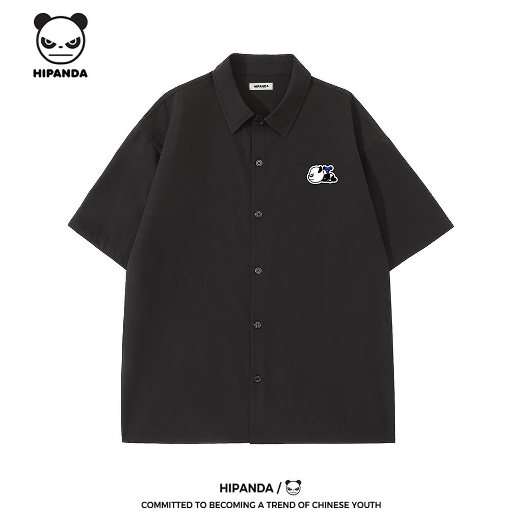 Hello Hipanda, Panda. High end, minimalist, solid color, lapel, short sleeved shirt