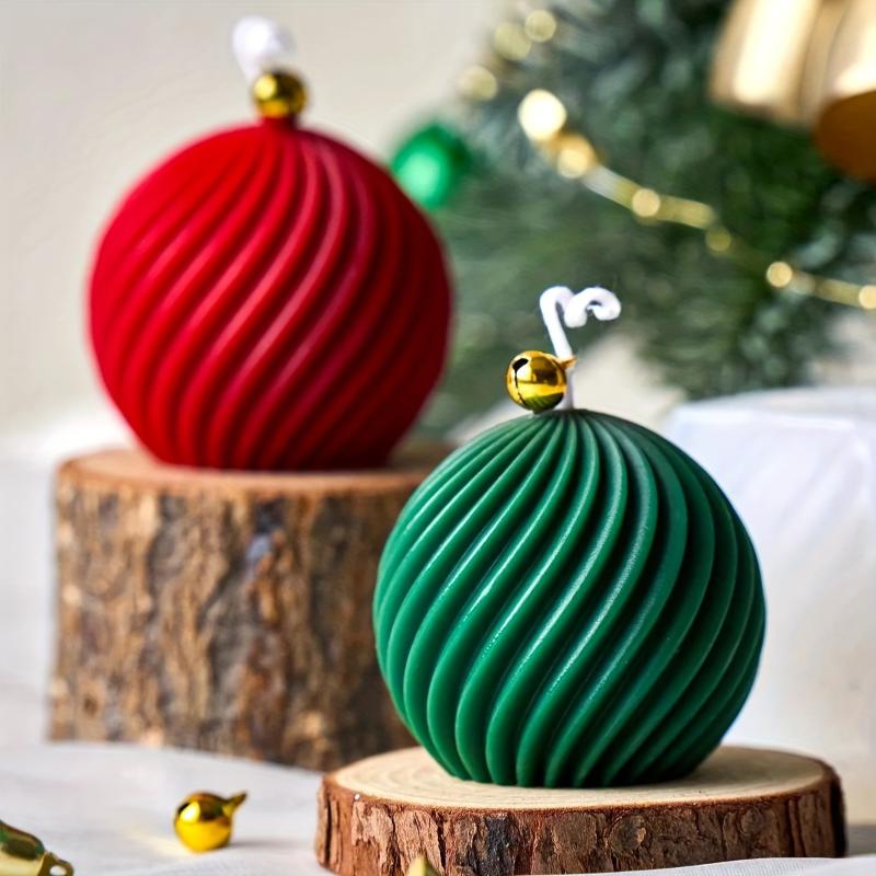 3D Drehkugel Silikon Kerzenform Winter Weihnachten Souvenirs DIY Streifen Aromatherapie Seife Harz Gips Basteln Herstellung Wohnkultur