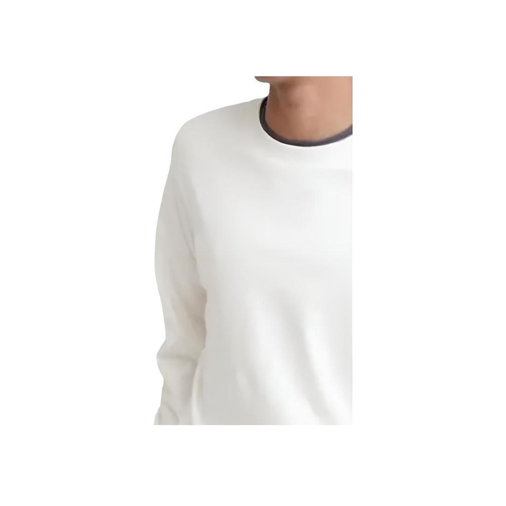 UNIQLO Solid Color Loose Fit Pullover Long Sleeve T-Shirt Men tops White 460319-00