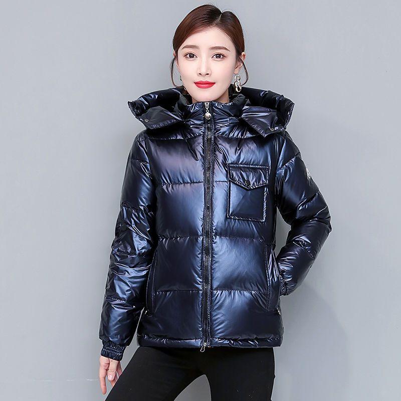 New Down Jacket Women's Short Thickened White Duck Down Jacket Women's Tide Ins Winter Bright Light Leave-in Down Jacket