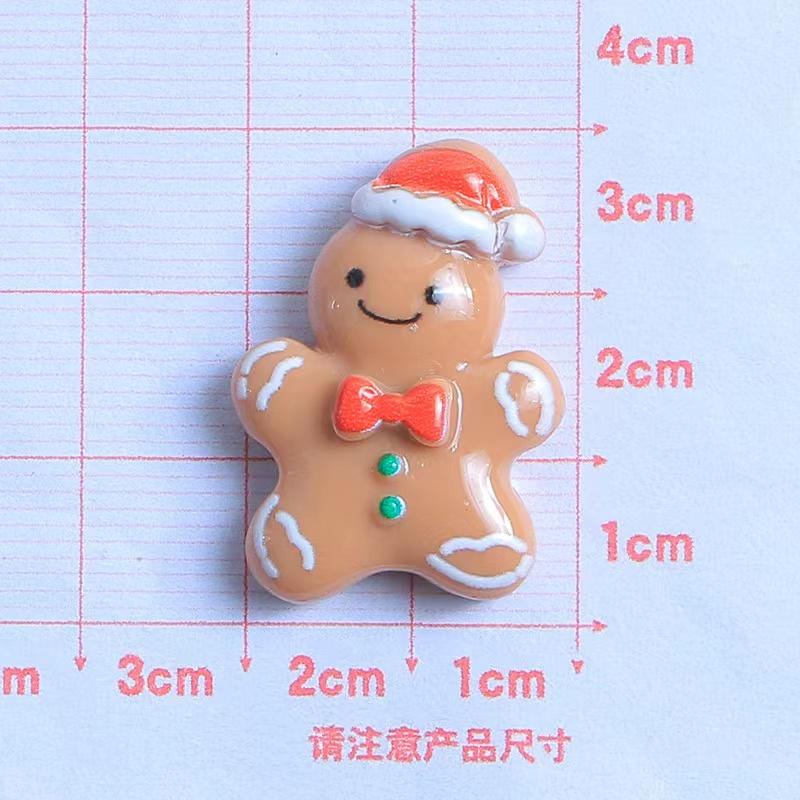 10PCS Resin Kawaii Colorful Gingerbread Man Snowman Bells Trees Flat Back Cartoon Christmas Figurines Scrapbook DIY Decor Crafts