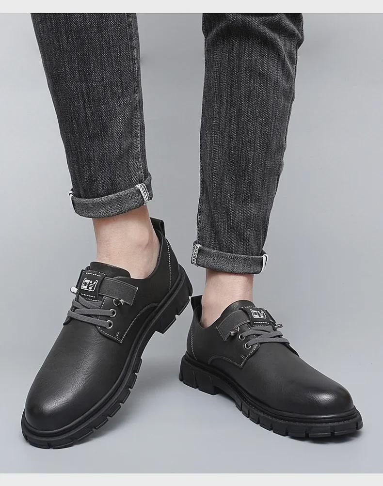Men's Leather Slip-On Work and Casual Shoes with Toe Protection