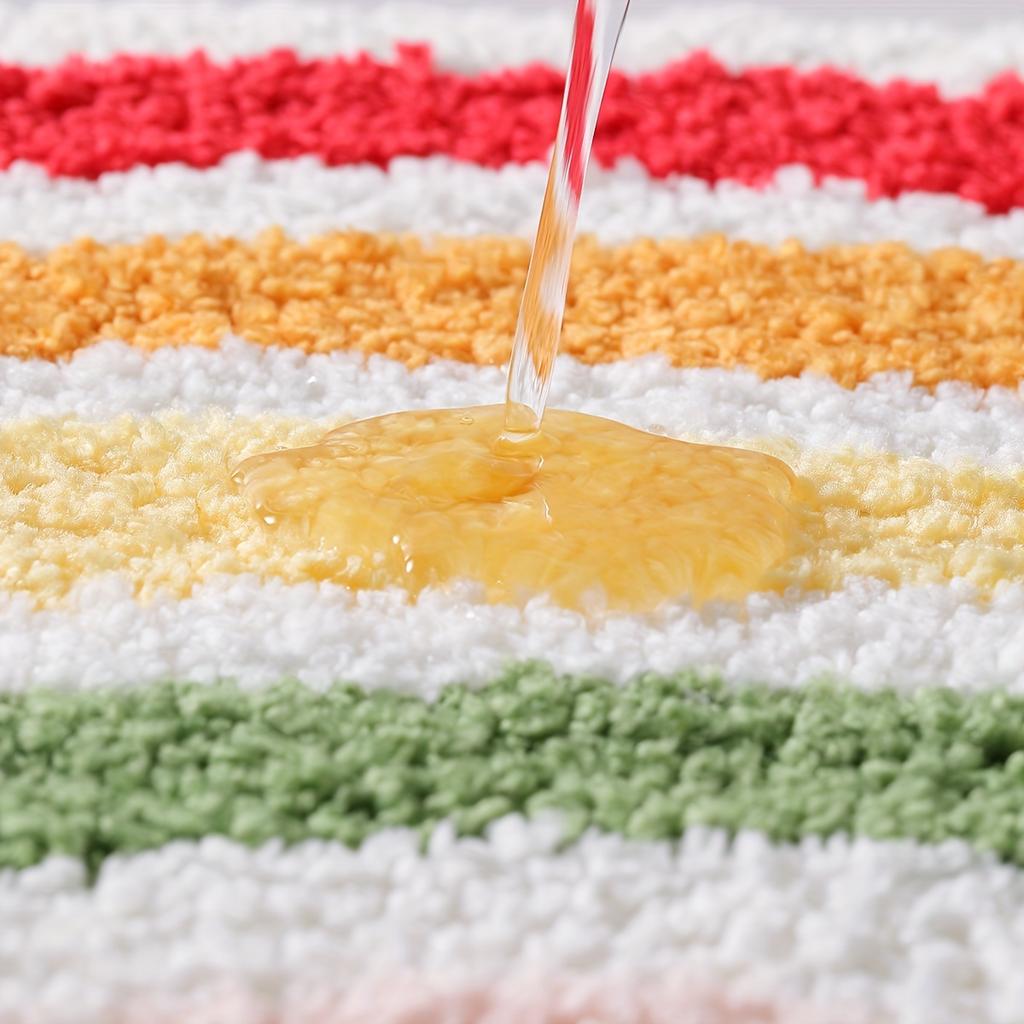 Fluffy Rainbow Bath Rug, Semicircular Polyester Knit Fabric Bath Mat, Absorbent Bathroom Carpet, Fluffy Plush Winter Decor Decoration