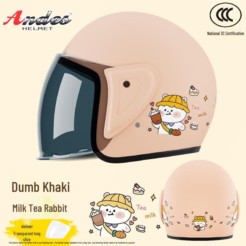 Universal 3C Certified Motorcycle Helmet for All Seasons - Cute, Safe, Sun-Protected, Unisex Half Helmet for Summer and Fall/Winter