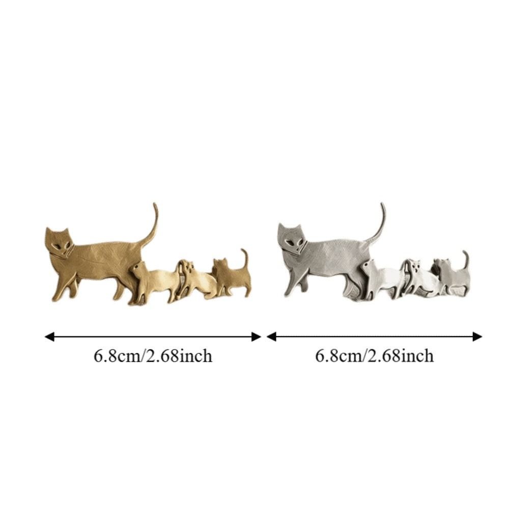 Fashion Cute Cat Family Brooch Minimalist Backpack Brooch Vintage Animal Pin Scarves