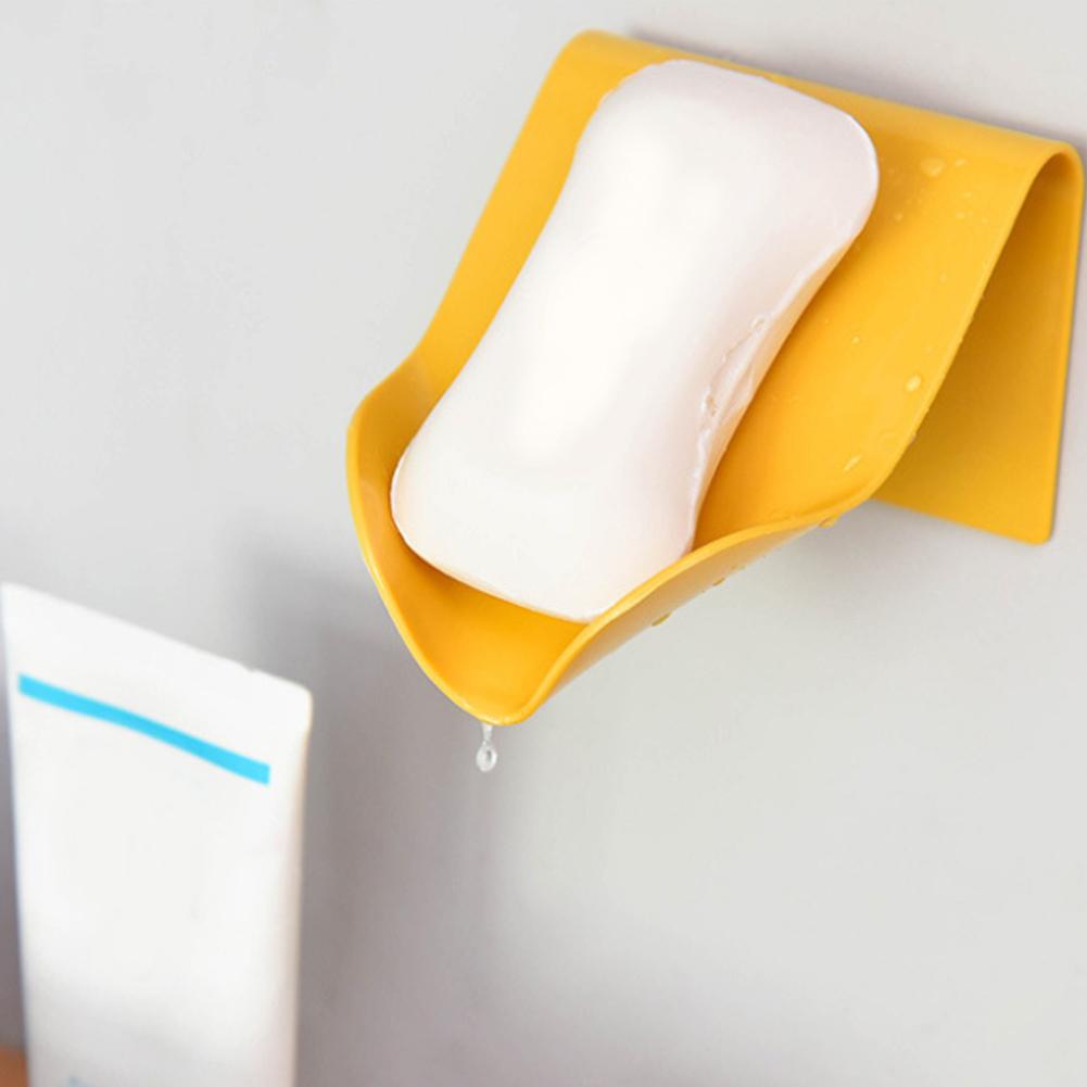 Wall-suction Drain Soap Dish Leafology Decorative Drainage Soap Holder Soap Holder Storage Container Home Bathroom Accessories