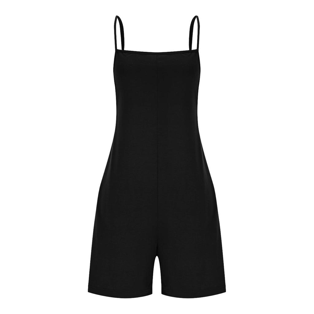 Damen Lässige Und Modische Ärmellose Camisole Mit Tasche Jumpsuit Shorts Jumpsuit Shorts