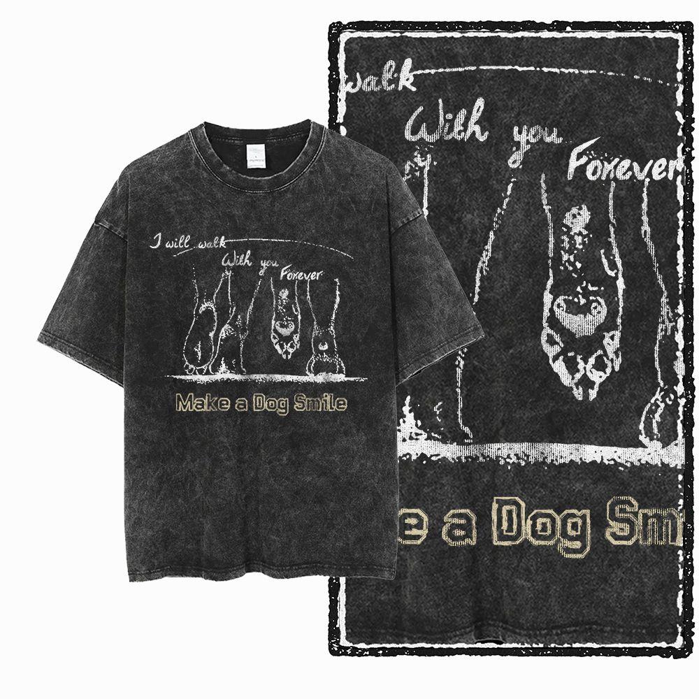 

G Exclusive Big Size Cotton Dog Printed Mens Tshirt Acid Washed Streetwear Cool Vintage Oneck mens Tee Tshirt S