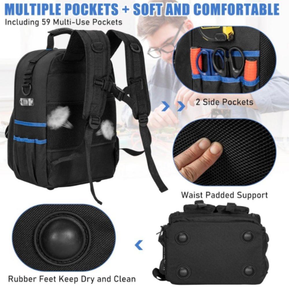 Large Capacity Tool Backpack Waterproof Electrician Tool Bag New Plumber Work Bag Electrician
