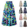 Womens Maxi Skirt Drawstring High Waisted Summer Long Skirts Lightweight Tiered Flowy Floral Pleated Skirts