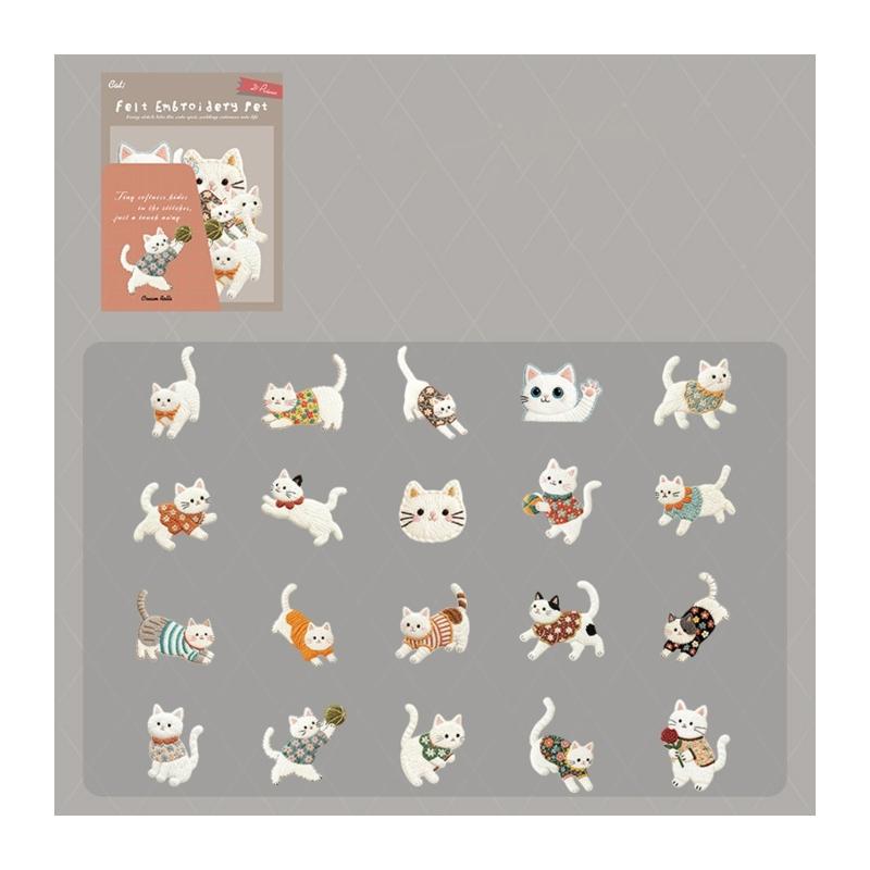 

Adorable Haunted Kitten Theme Sticker Pack 20 Pieces Safe Removable Wall Decals For DIY Crafts School Activities Puppy Cats Party