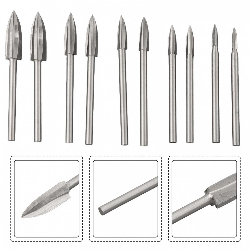High Speed Wood For Carving Drill Bits 10Pcs for Rotary Tools and Grinders