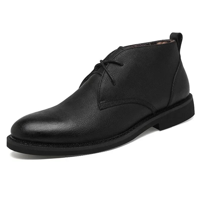 Fashion Mens Casual Business Office Formal Dress Chelsea Boots Shoes Genuine Leather Boot Black Ankle Botas Hombre Chaussure 2024