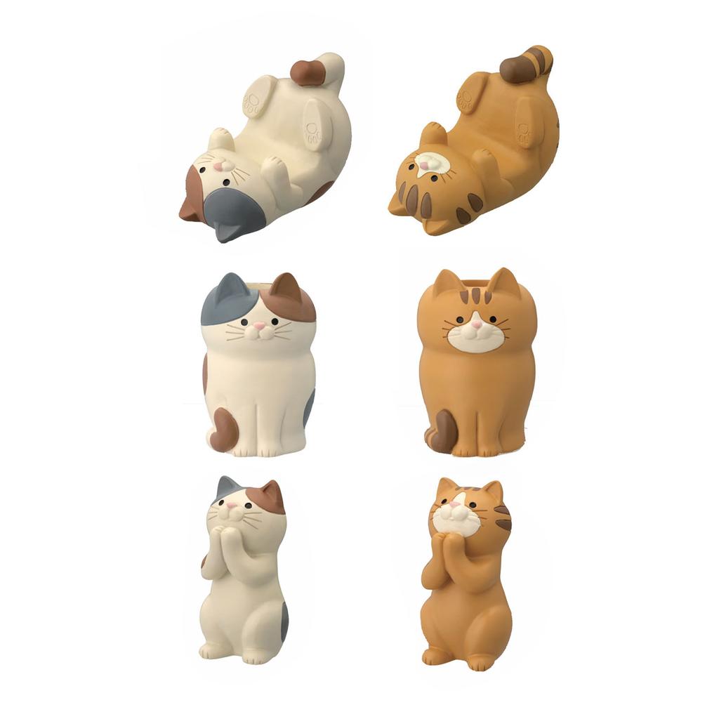 Multifunktionell Kattprydnad Sött Utseende Hållare för Telefon, Surfplatta, Glasögon, Penna Skrivbordsdekoration Syntetiskt Harts Prydnader